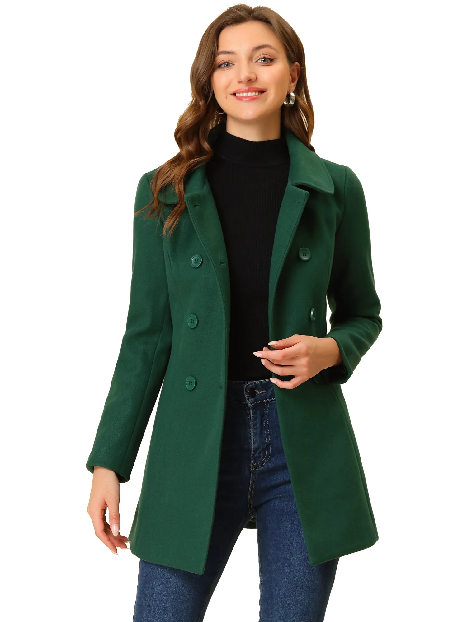 Peter Pan Collar Double Breasted Long Trench Pea Coat