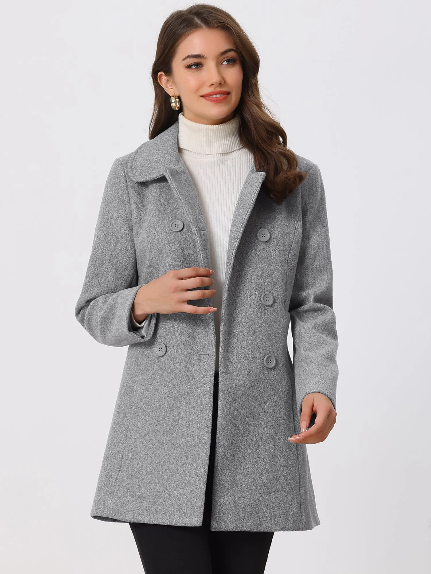 Peter Pan Collar Double Breasted Long Trench Pea Coat