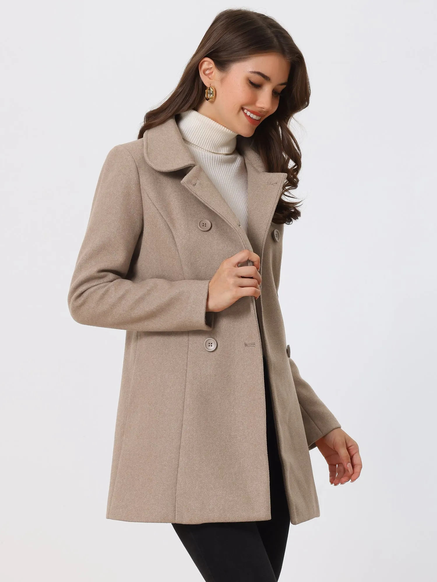 Peter Pan Collar Double Breasted Long Trench Pea Coat