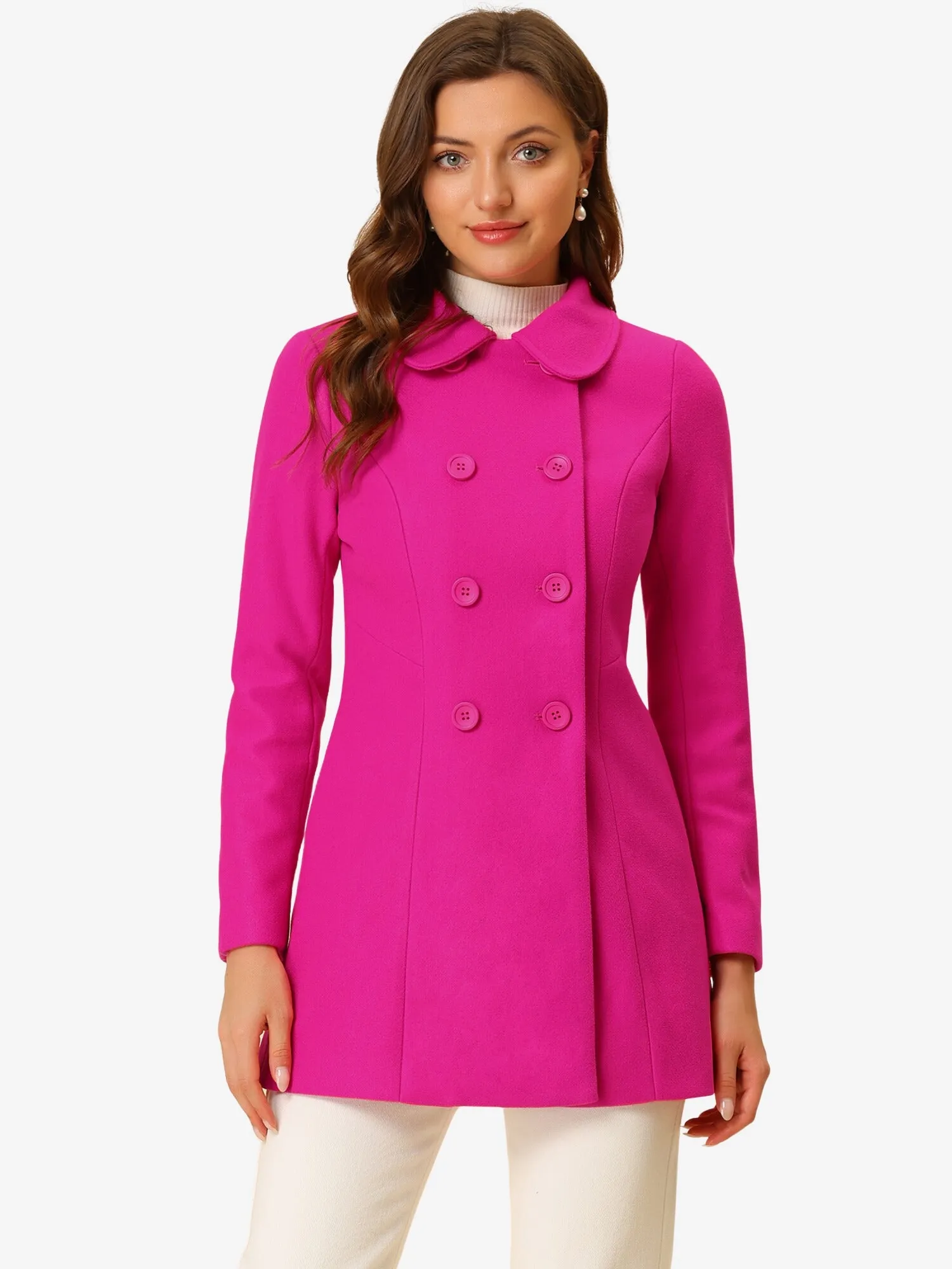 Peter Pan Collar Double Breasted Long Trench Pea Coat