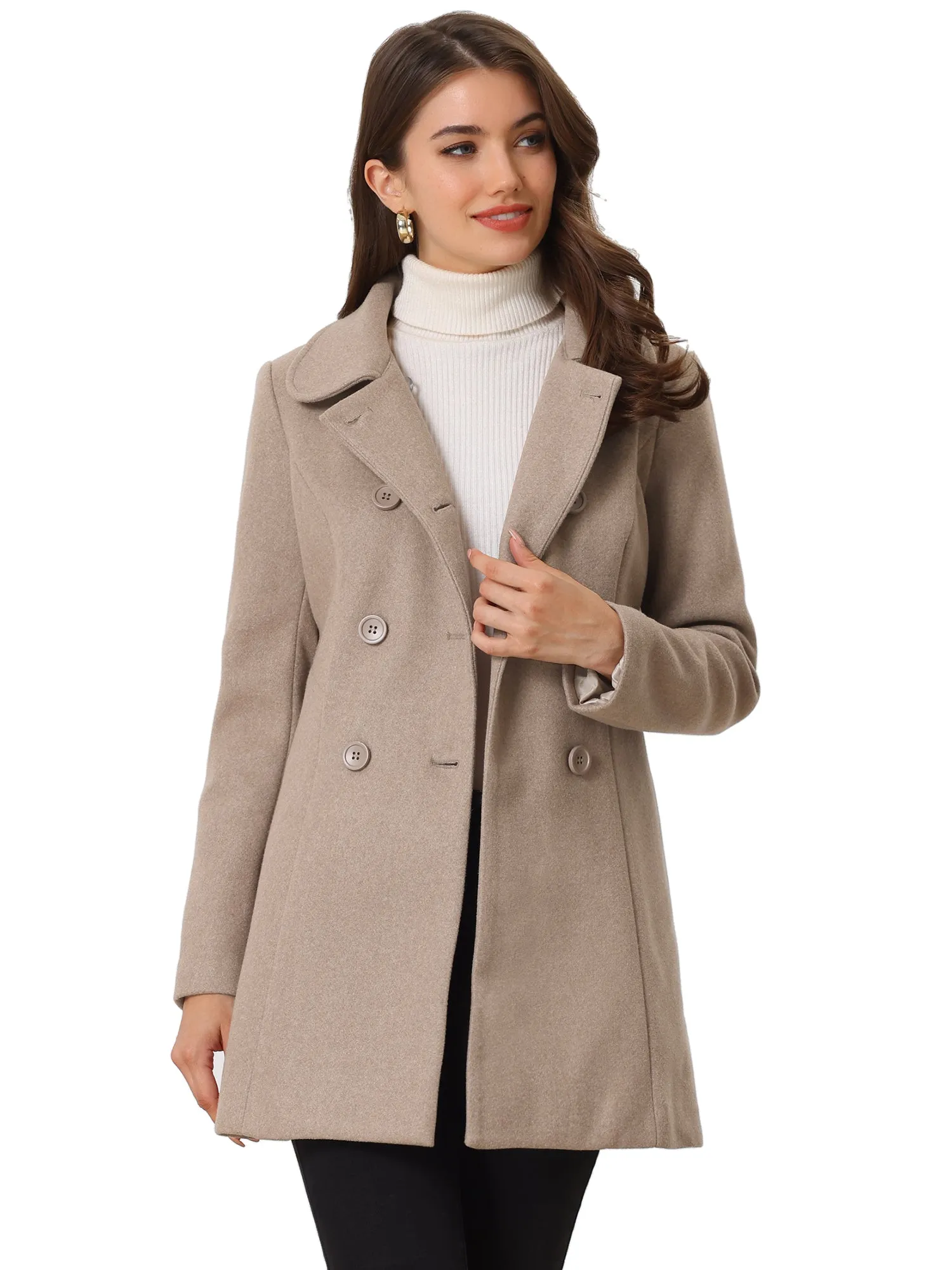 Peter Pan Collar Double Breasted Long Trench Pea Coat