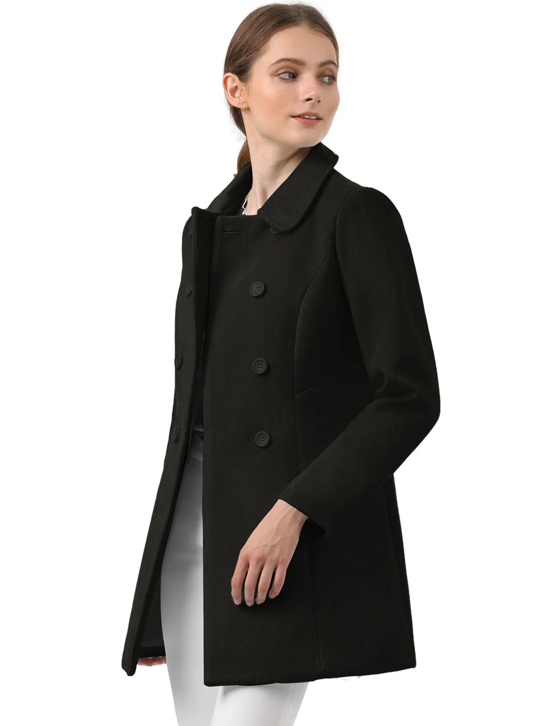 Peter Pan Collar Double Breasted Long Trench Pea Coat