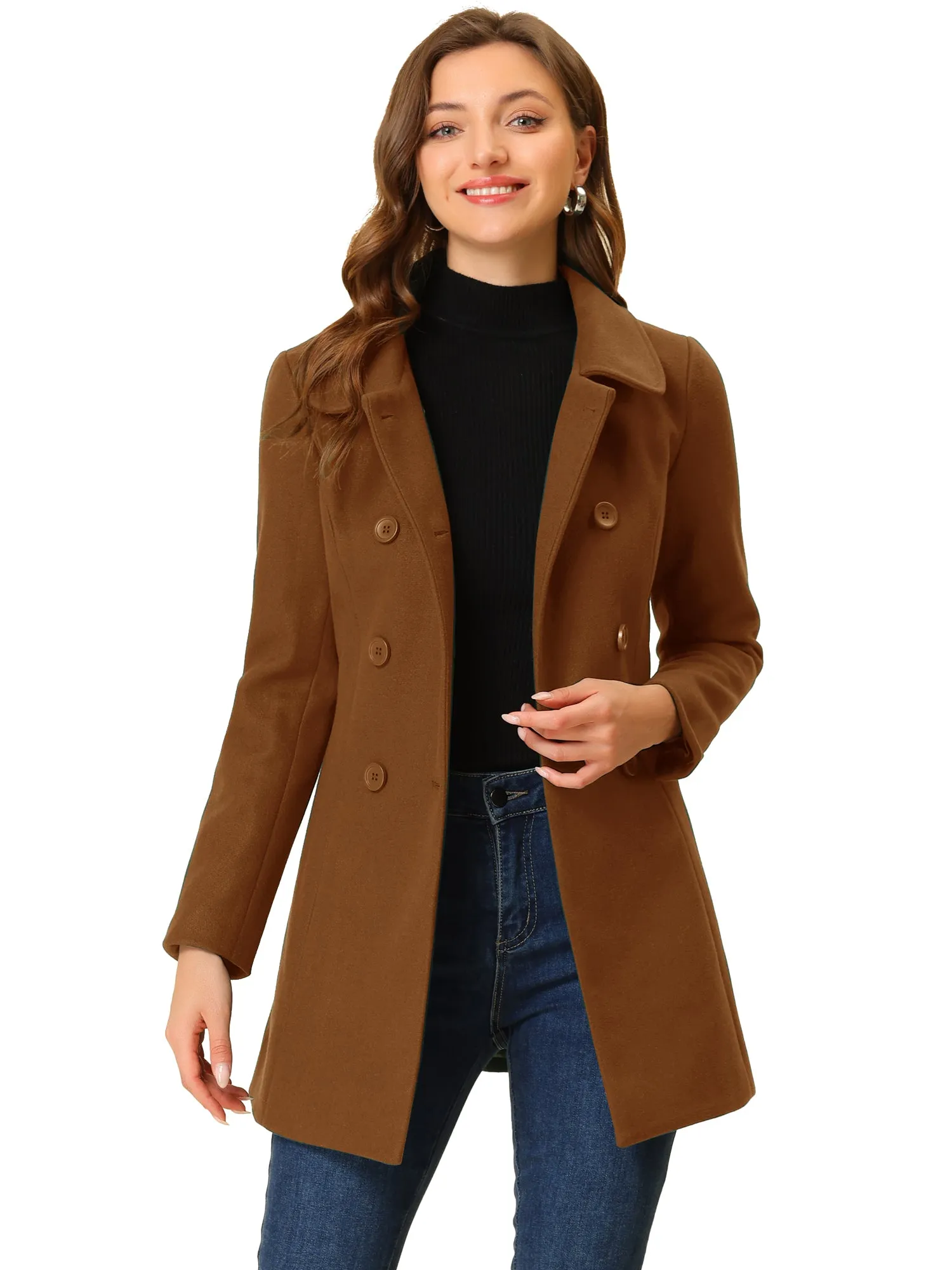 Peter Pan Collar Double Breasted Long Trench Pea Coat