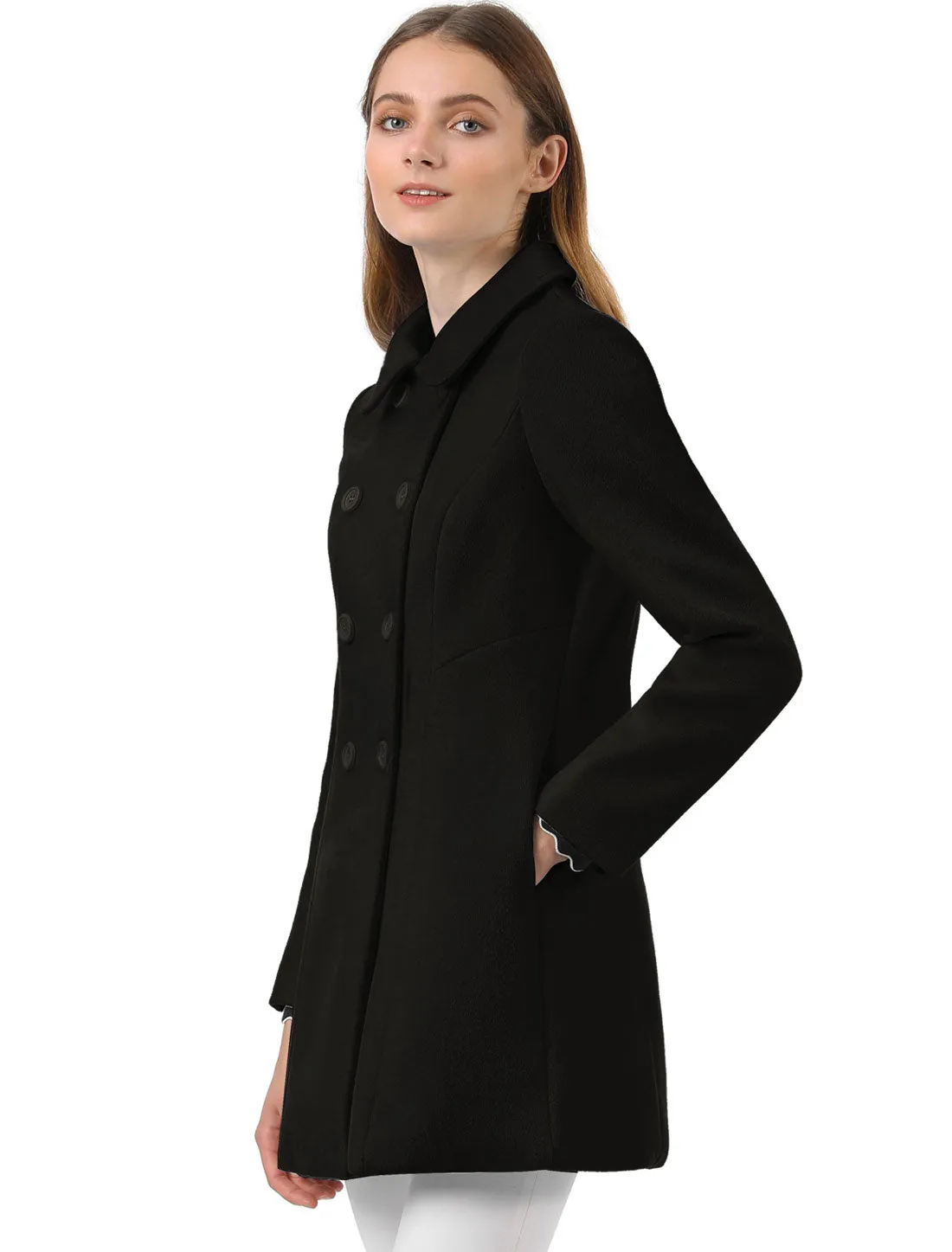 Peter Pan Collar Double Breasted Long Trench Pea Coat