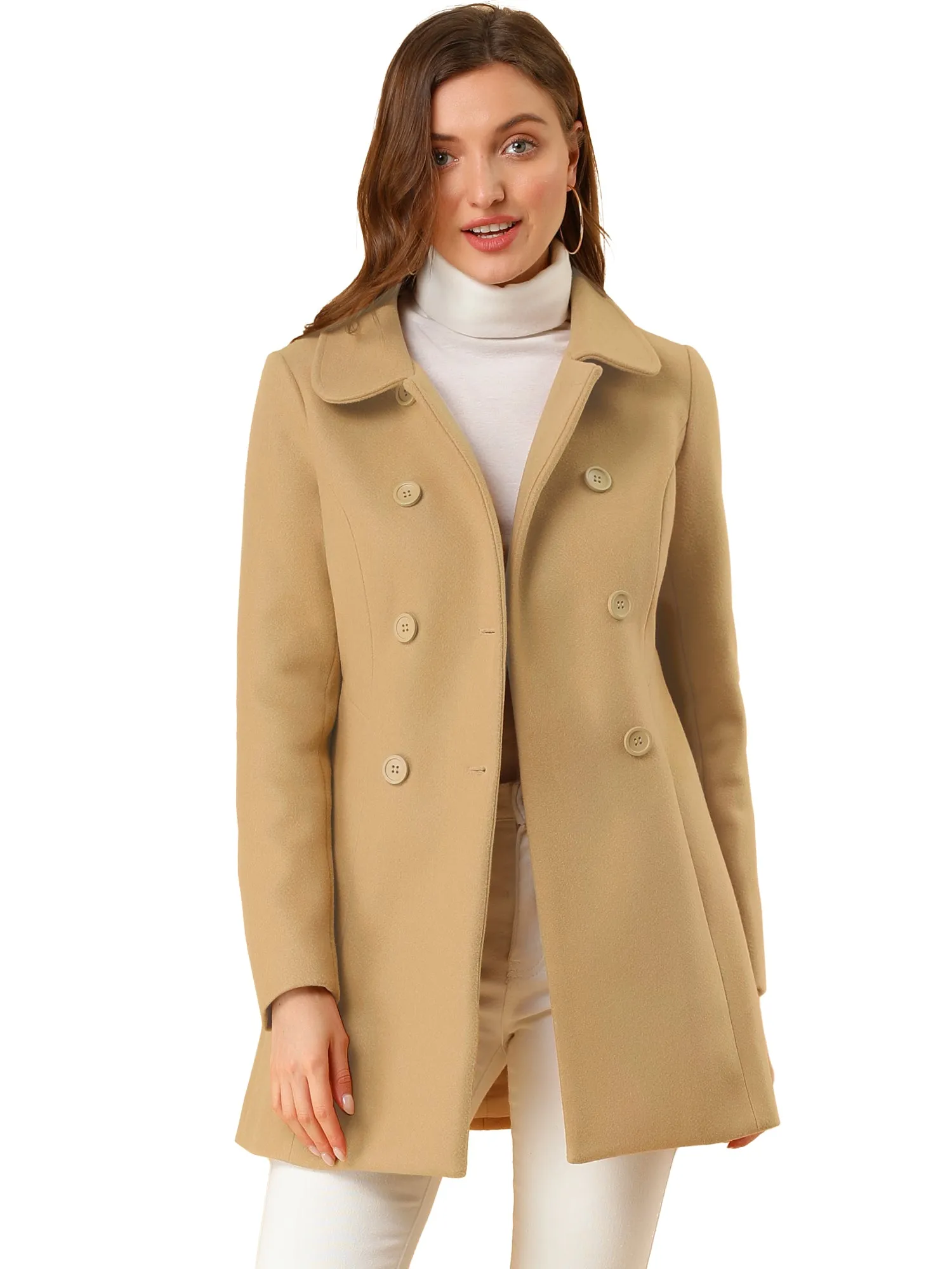 Peter Pan Collar Double Breasted Long Trench Pea Coat