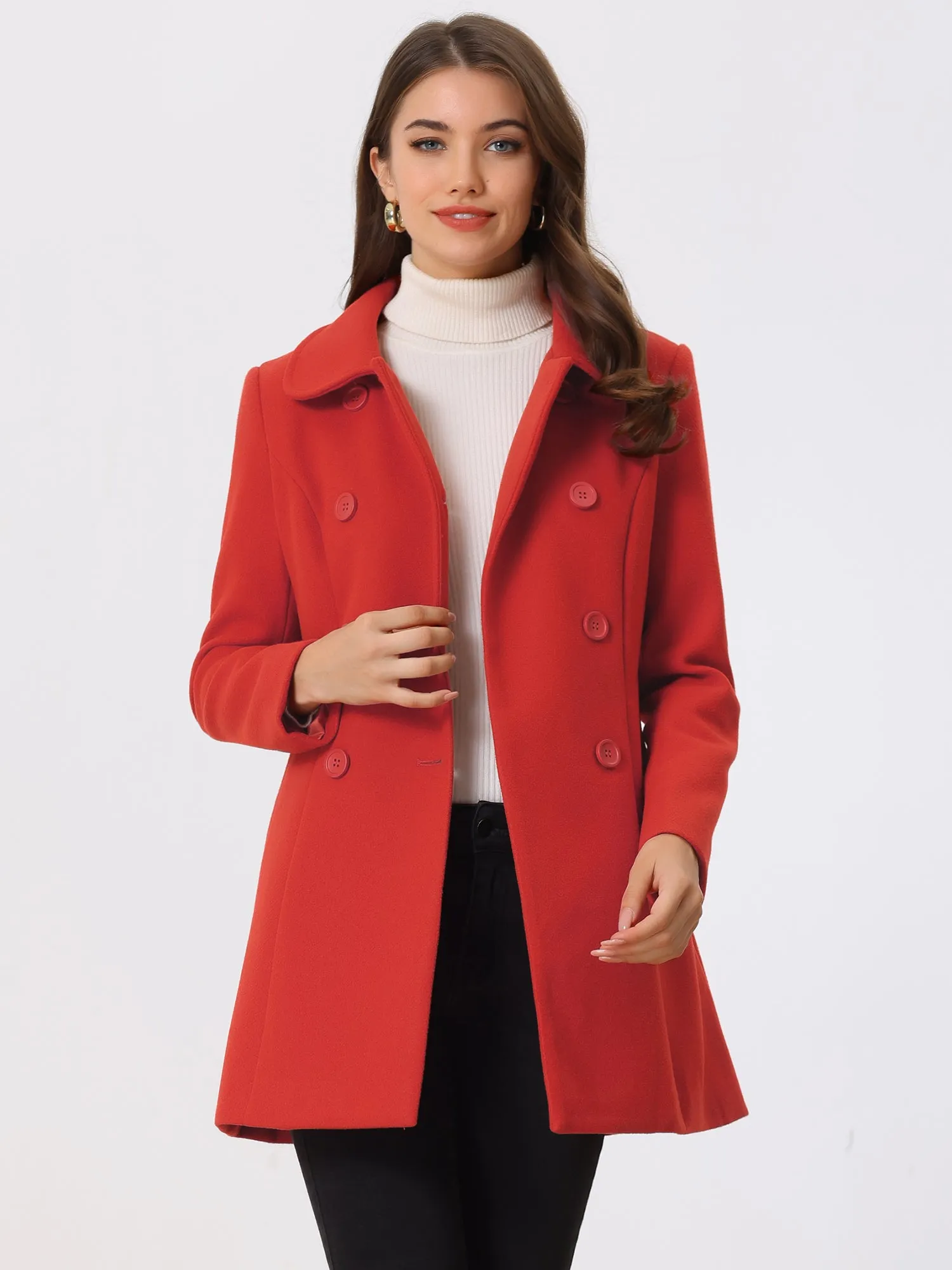 Peter Pan Collar Double Breasted Long Trench Pea Coat