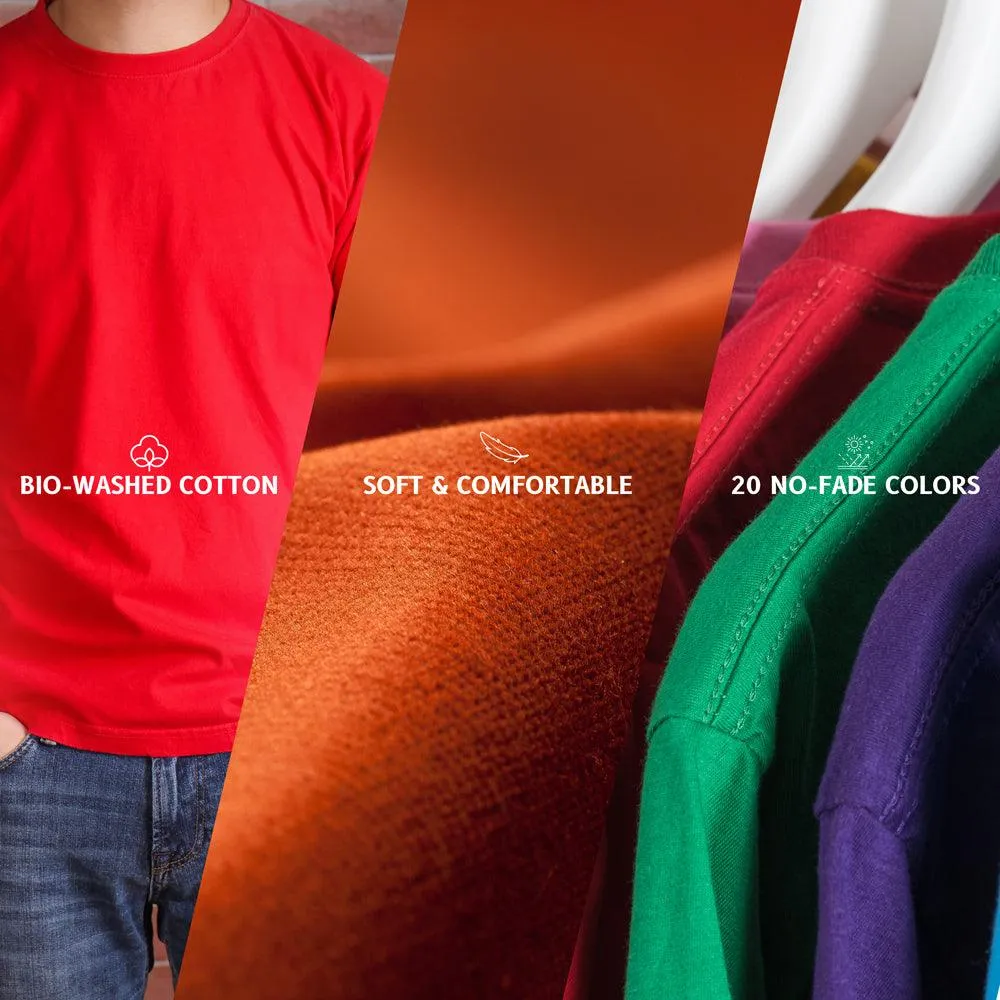 Pick Any 3 - Regular Fit Solid Color Round Neck Cotton T-Shirts - Combo Pack