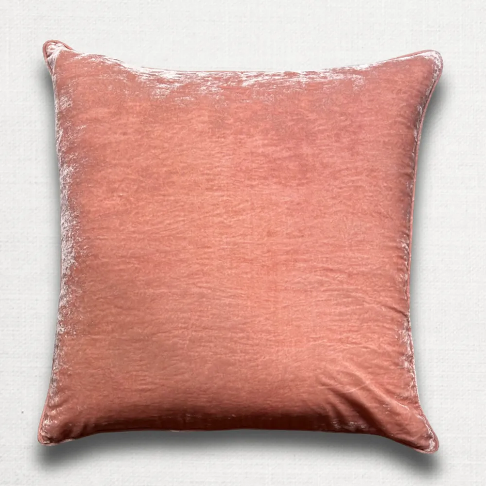 Plain Silk Velvet Cushion in Old Rose