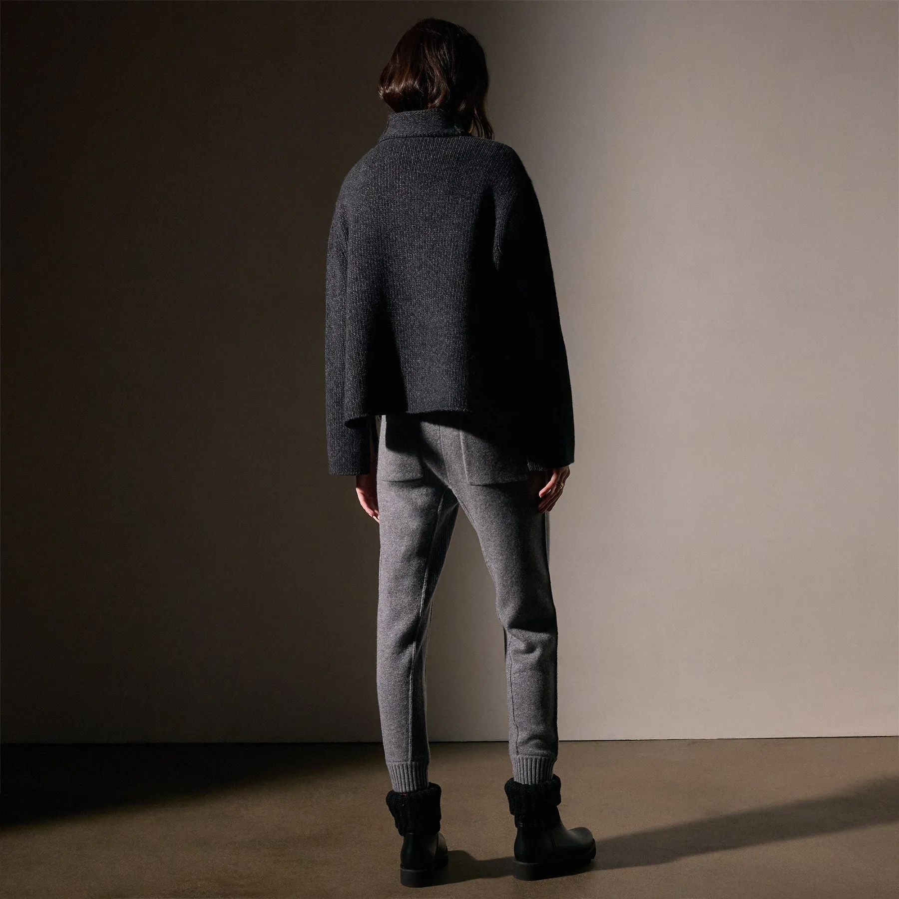 Recycled Cashmere Pullover - Charcoal Marl