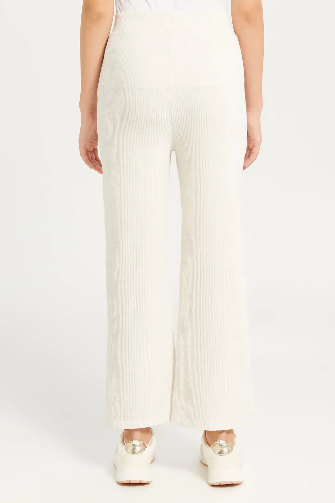 Senior Girls Cream Wide Leg Cord Pants