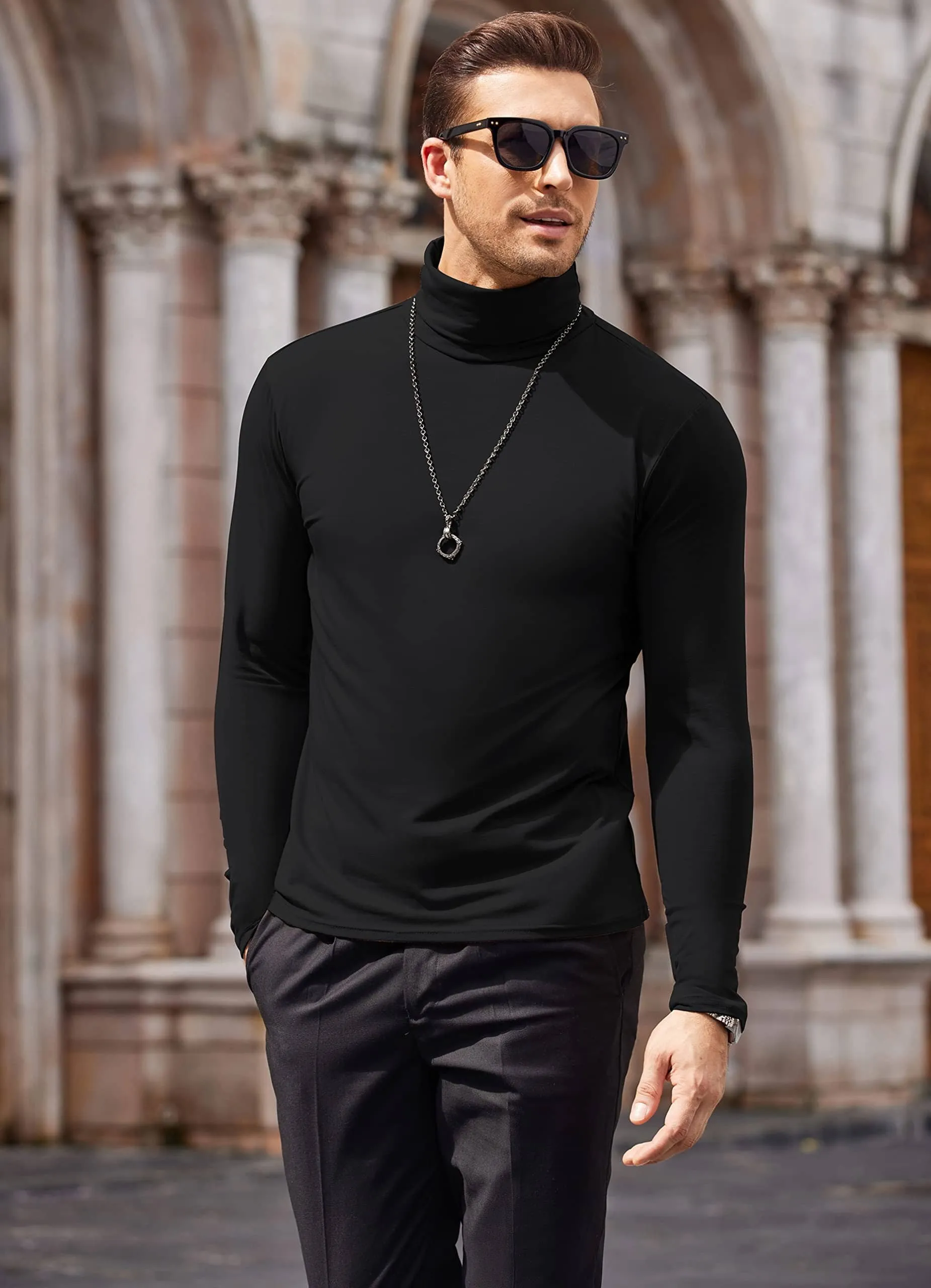 Slim Fit Turtleneck Basic Cotton Sweater (US Only)