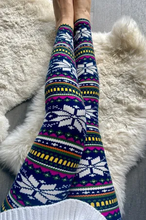 Snowflake Print 1" Waist Leggings