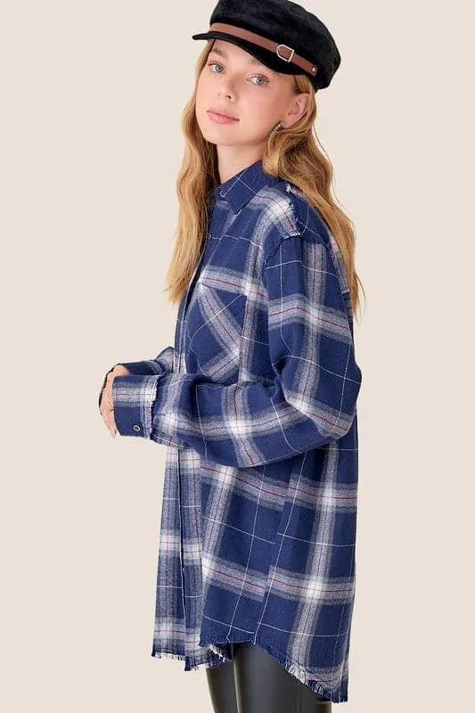 Taylor Oversized Plaid Flannel Shirt - Black or Navy Blue