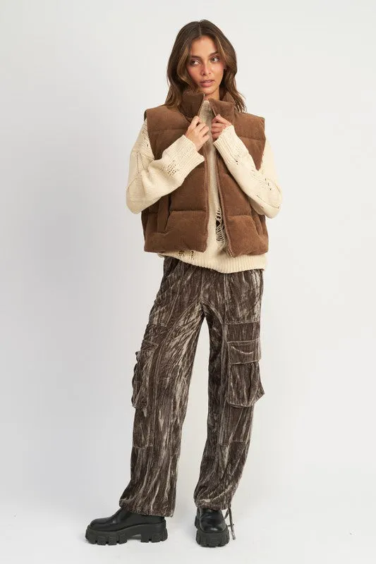 TEEK - CHOCOLATE CORDUROY PUFFER VEST