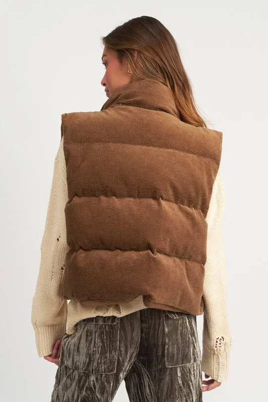 TEEK - CHOCOLATE CORDUROY PUFFER VEST