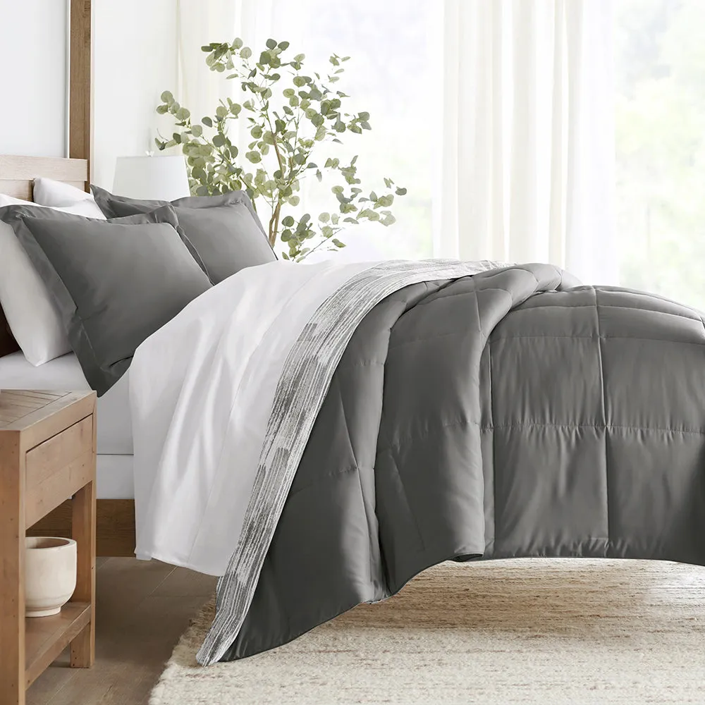 Textured Stripe Reversible Down-Alternative Comforter Set - 12 Days of Deals