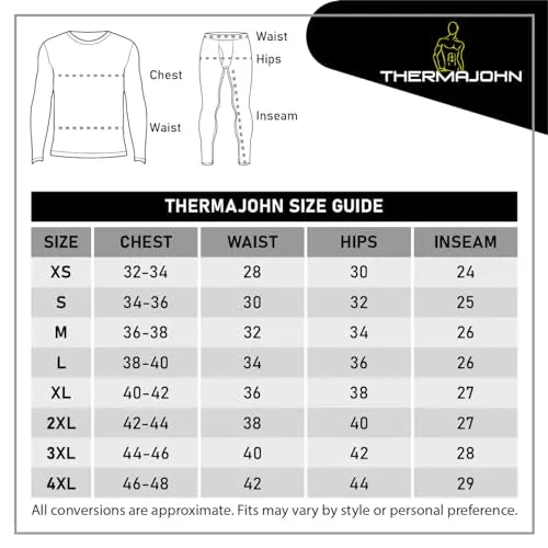 Thermajohn Long Johns Thermal Underwear for Men Fleece Lined Base Layer Set for Cold Weather (Medium, Black)