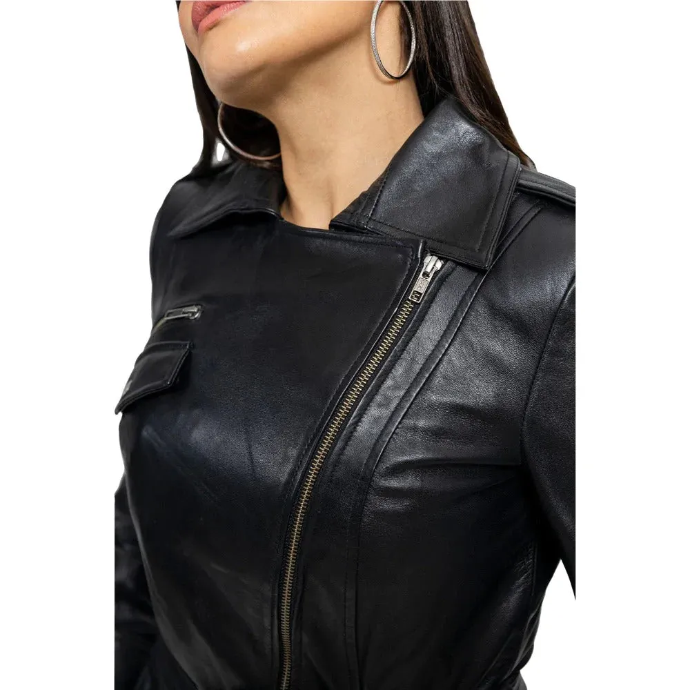 Traci Womens Leather Jacket Black