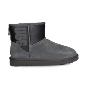 UGG Classic Mini UGG Rubber Graphic Grey Black Boots - Women's