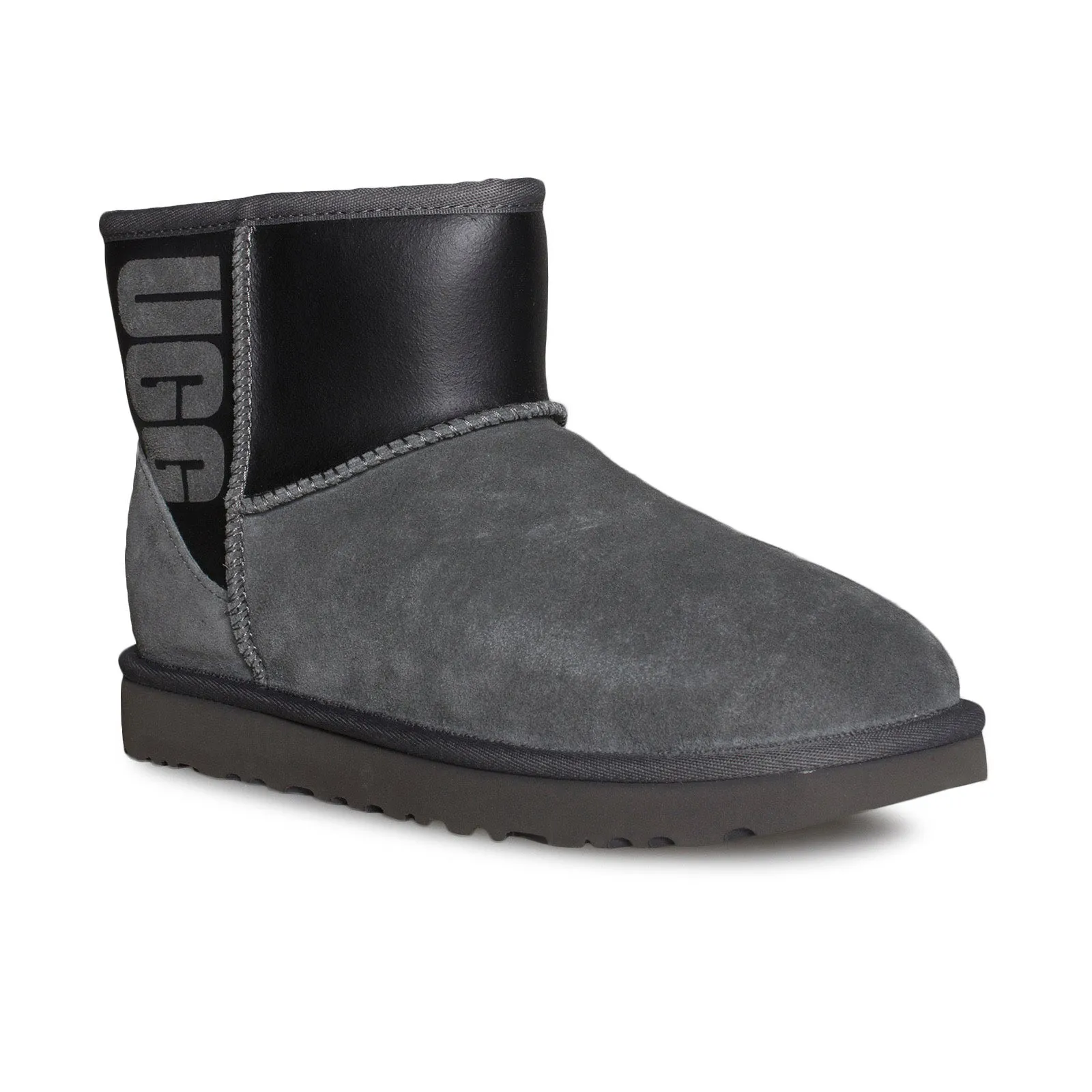 UGG Classic Mini UGG Rubber Graphic Grey Black Boots - Women's