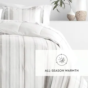 Vertical Stripe Reversible Down-Alternative Comforter Set