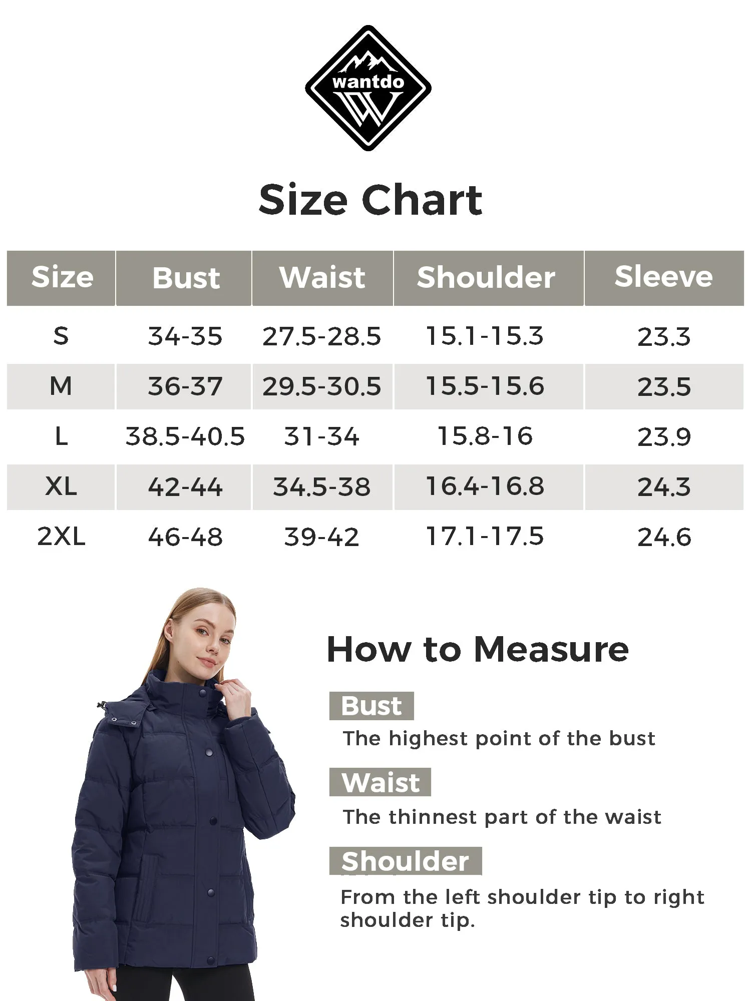 Wantdo Women's Puffer Jacket Warm Winter Coat Quilted Winter Jacket with Removable Hood