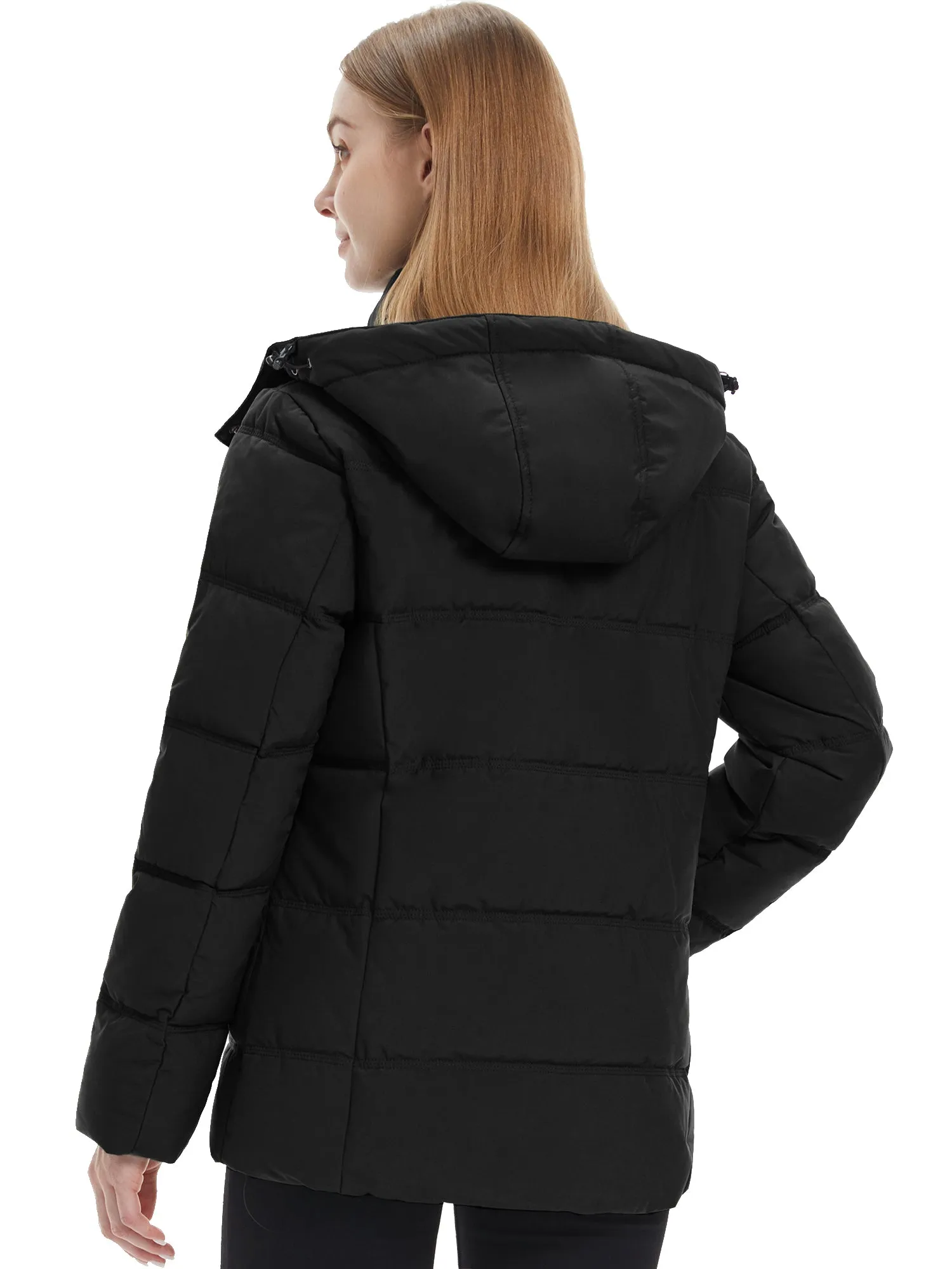 Wantdo Women's Puffer Jacket Warm Winter Coat Quilted Winter Jacket with Removable Hood