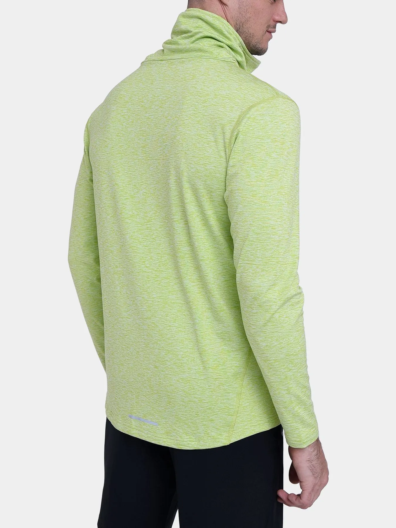 Warm-Up Thermal Long Sleeve Funnel Neck Top For Men With Brushed Inner Fabric, Thumbholes & Reflective Strips