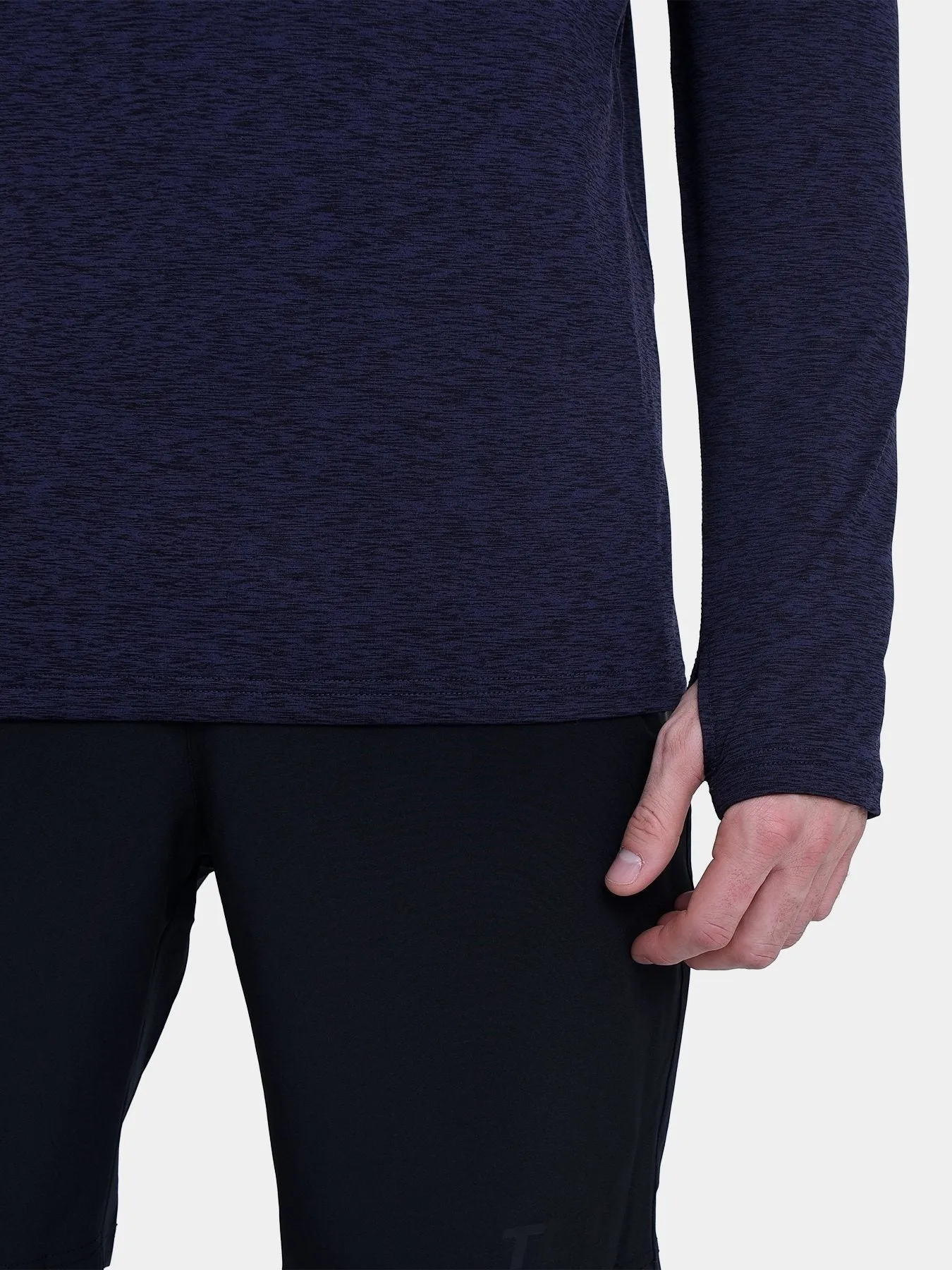 Warm-Up Thermal Long Sleeve Funnel Neck Top For Men With Brushed Inner Fabric, Thumbholes & Reflective Strips