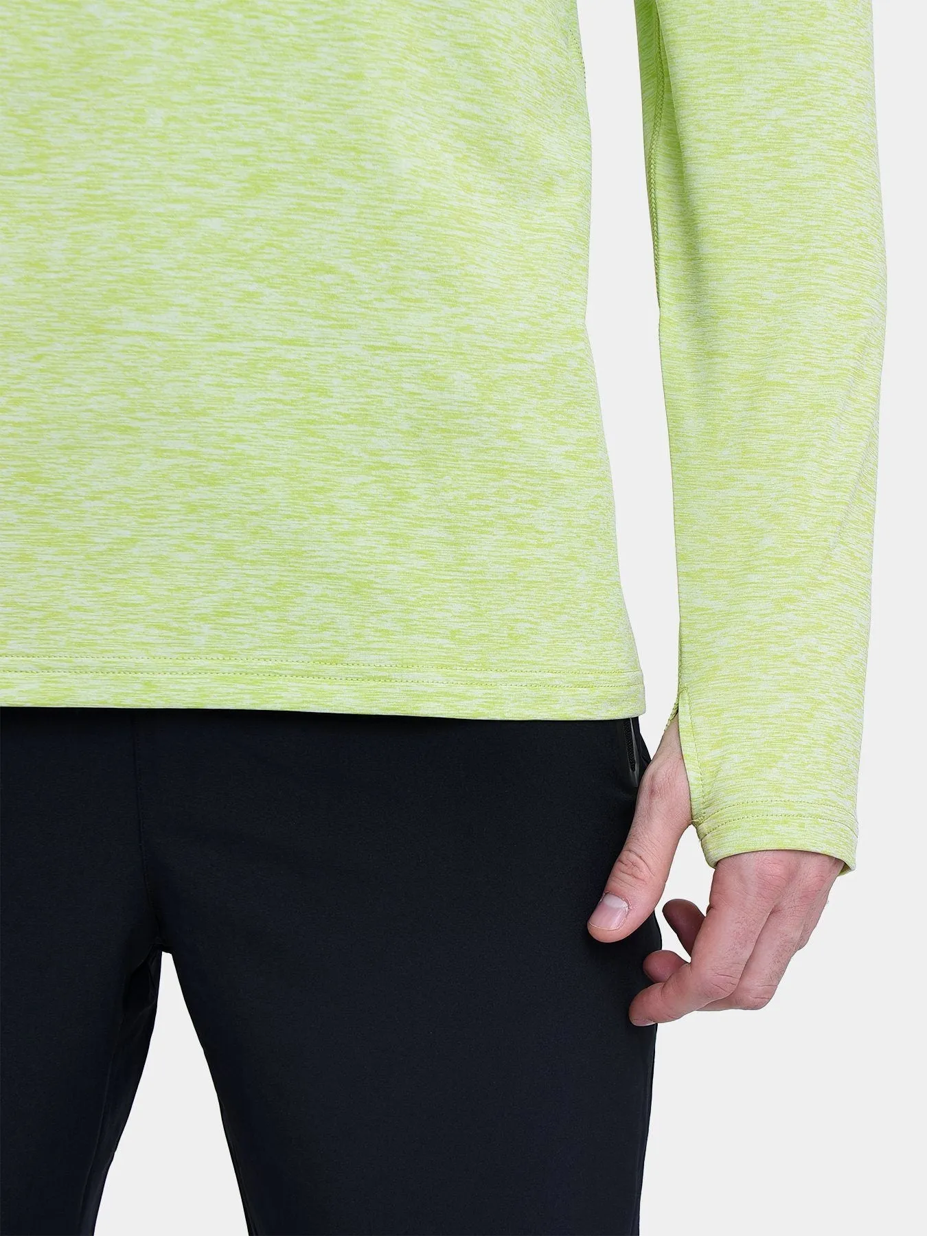 Warm-Up Thermal Long Sleeve Funnel Neck Top For Men With Brushed Inner Fabric, Thumbholes & Reflective Strips