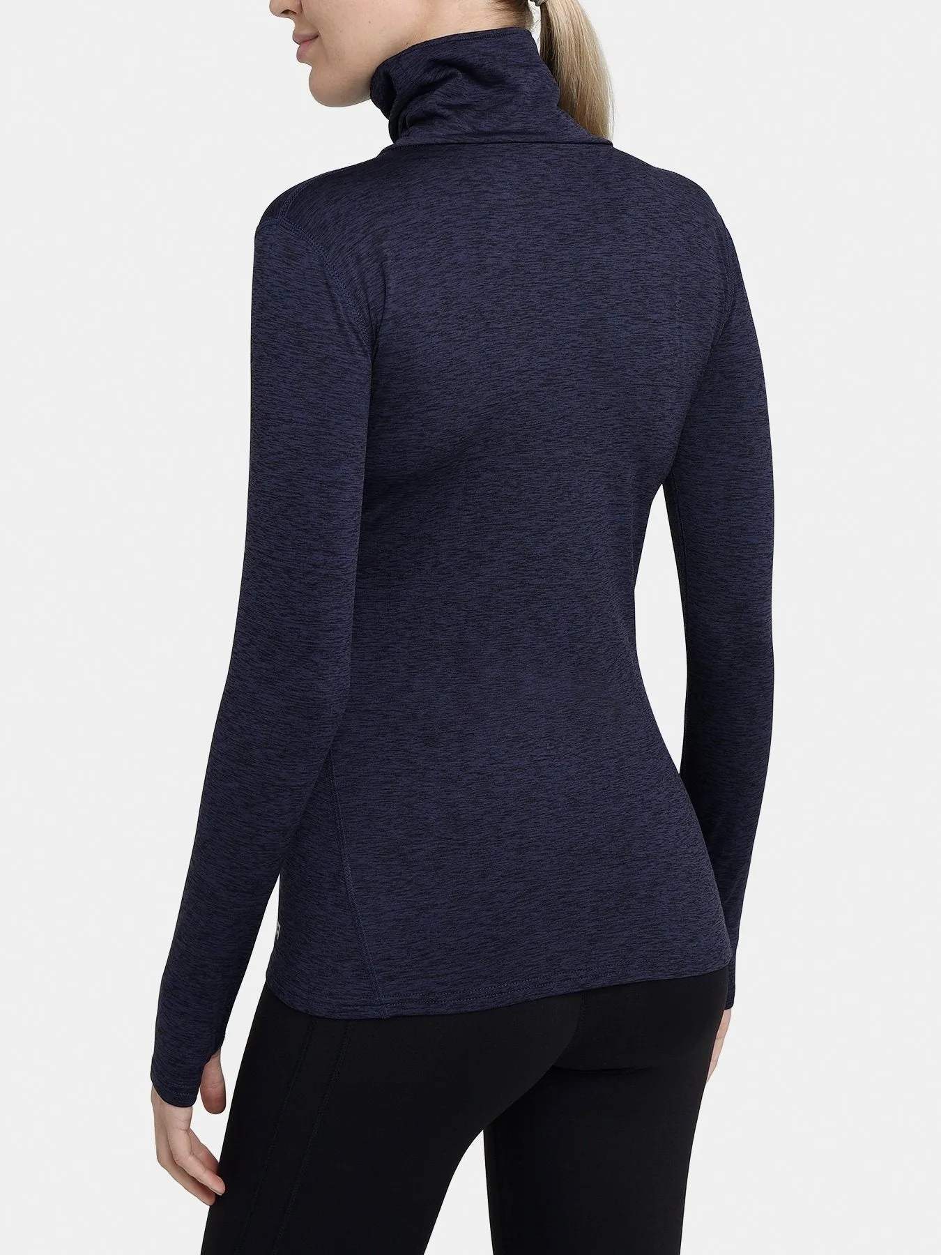 Warm-Up Thermal Long Sleeve Funnel Neck Top For Women With Brushed Inner Fabric, Thumbholes & Reflective Strips