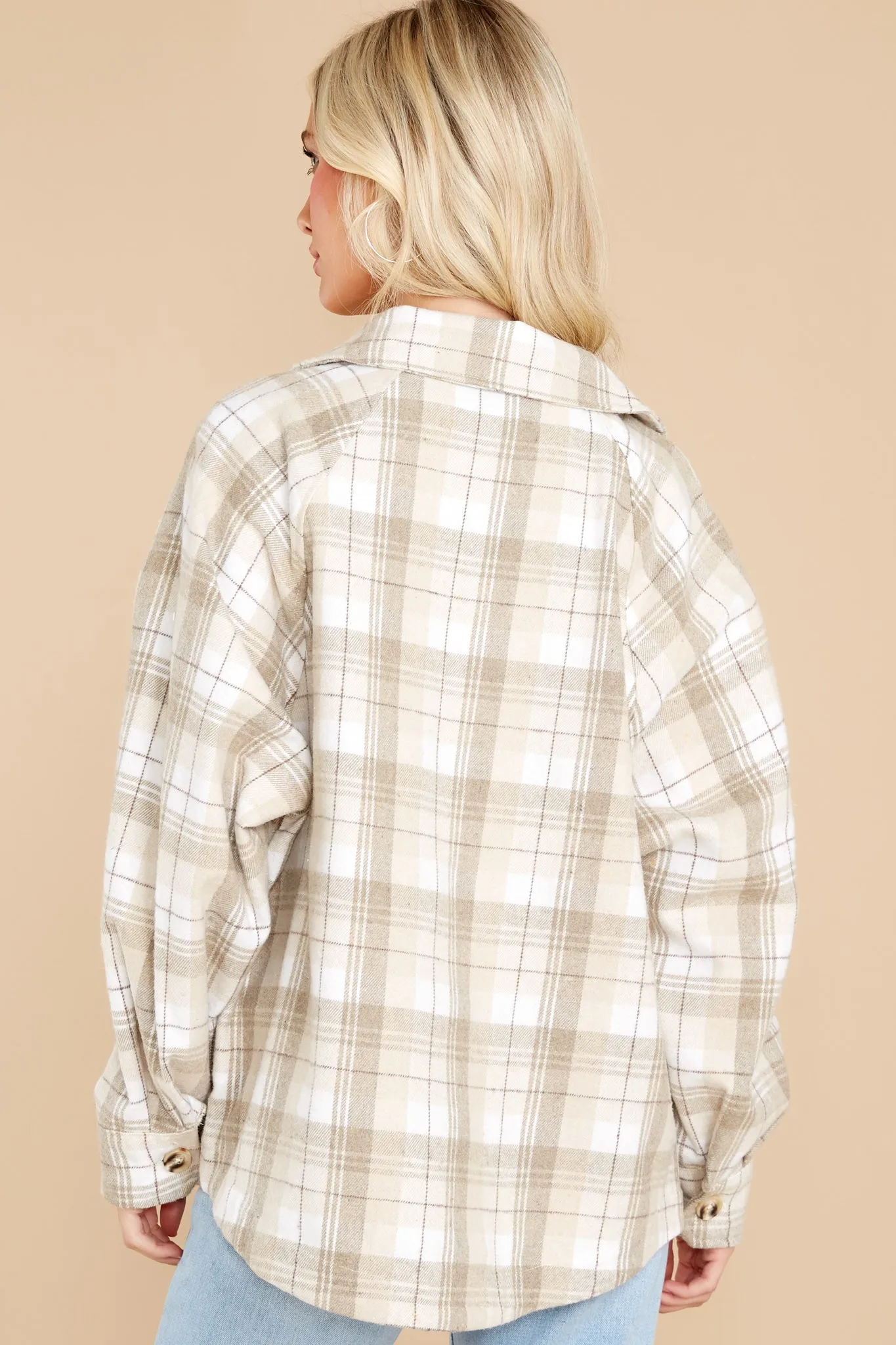 Warmhearted Cozy Beige Plaid Shacket