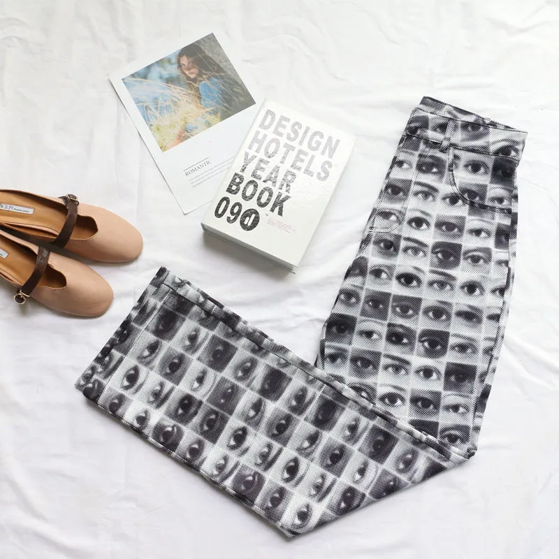 Women Trendy Streetwear Eye Printing Pants