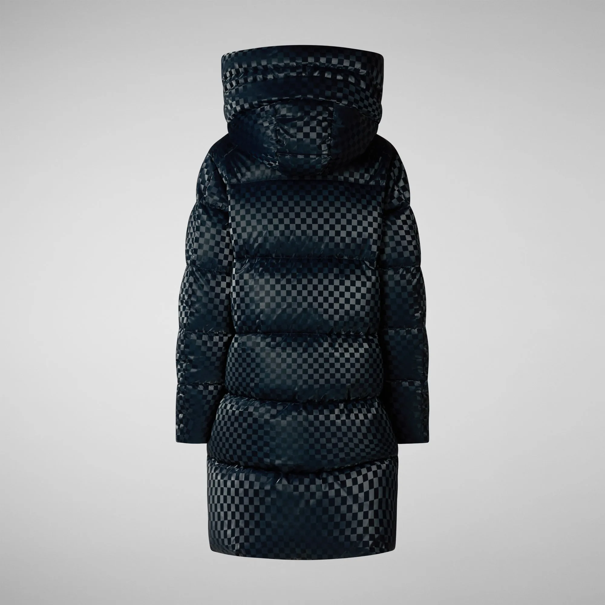 Women's Amaranta Hooded Animal free Puffer Coat in Blue Black