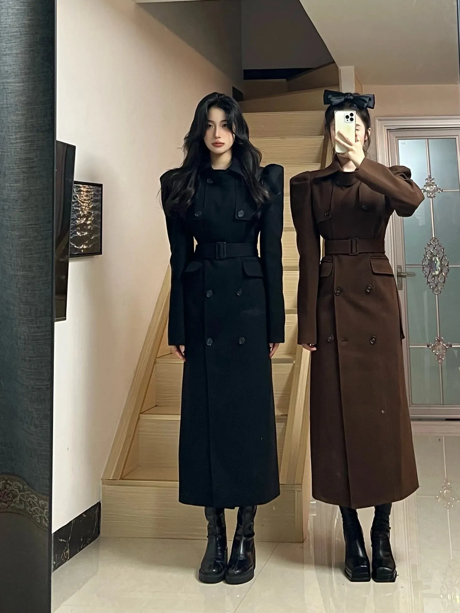 Women's Elegant Maxi Long Woolen Trench Coat