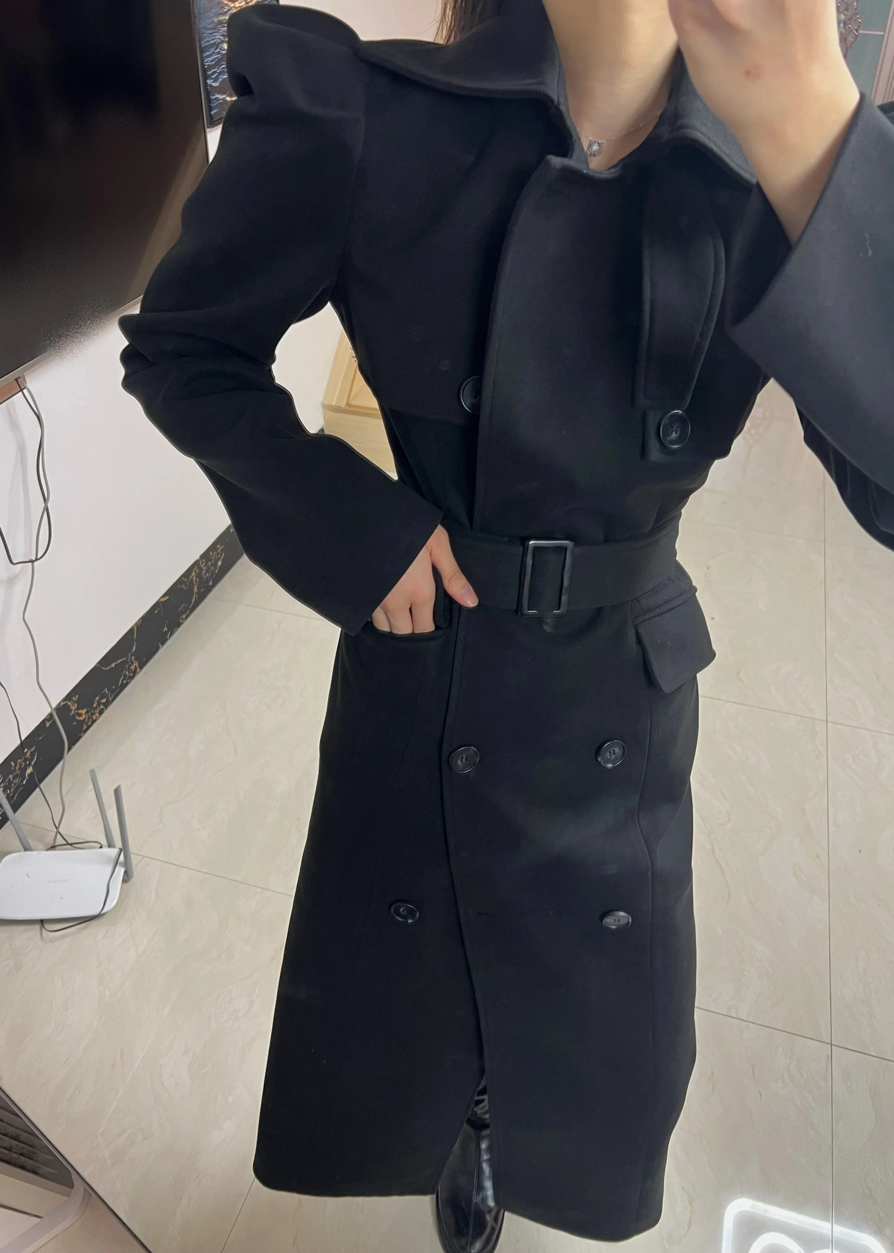 Women's Elegant Maxi Long Woolen Trench Coat