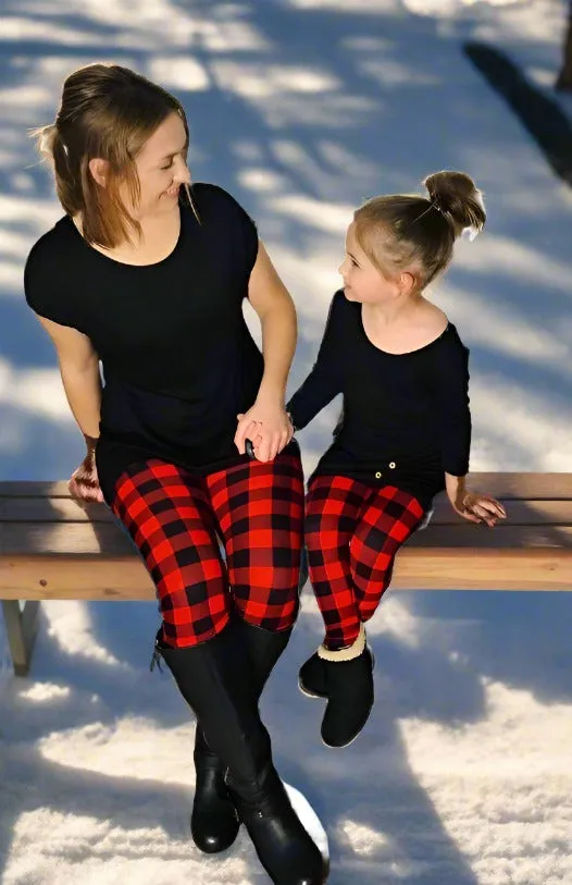 Womens Red Plaid Christmas Leggings, Holiday Leggings, Soft Yoga Pants, Sizes OS/TC/TC2, Red/Black, Exclusive Leggings