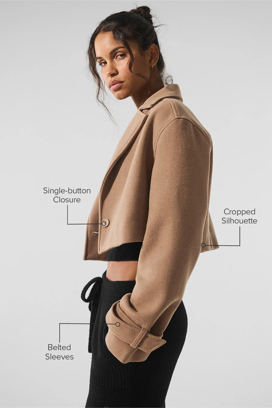 Wool Cropped Metro Trench - Toasted Almond